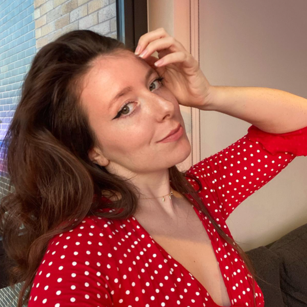 selfie of beautiful brunette mature woman
