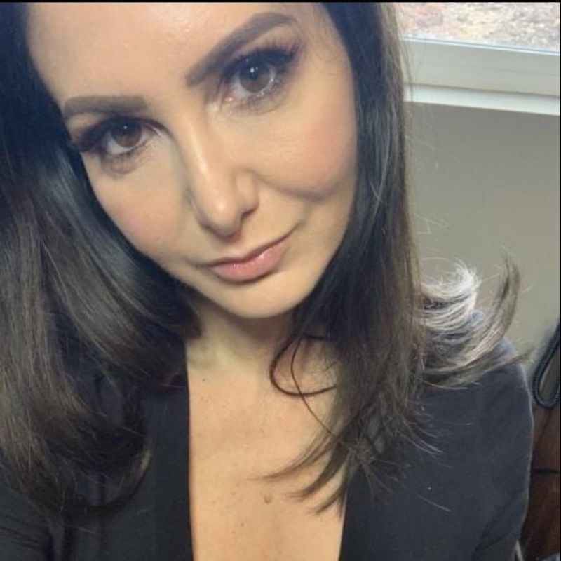 selfie of beautiful brunette mature woman